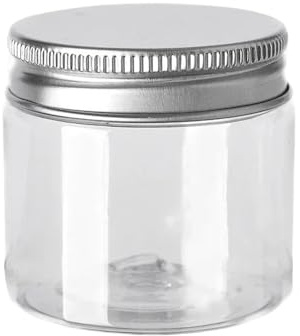 LCKKJHG Marmeladburkar 10 st tomma matbehållare med aluminiumlock, runda plastflaskor (50 ml)
