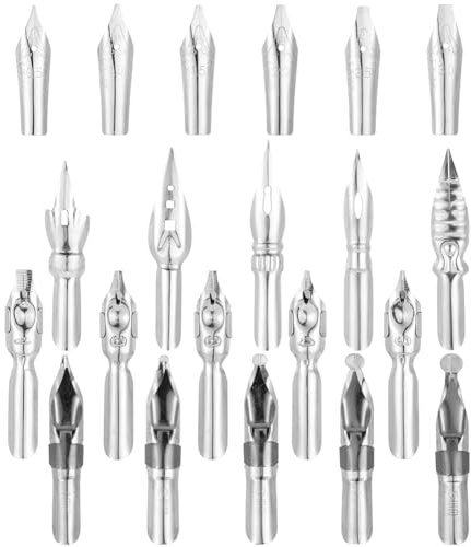 arricraft 32 pièces en acier inoxydable Comic Dip Pen Nibs, Nibs de dessin professionnel pour les artistes de manga, Calligraphie Nib Set pour le croquis, dessin à l'encre