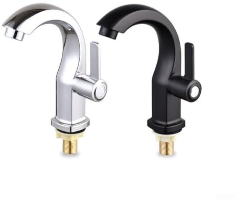 Rubinetto per lavabo in ABS, monocomando, per acqua fredda, con gorgogliatore a risparmio energetico, per cucina, bar e bagno, argento (argento)