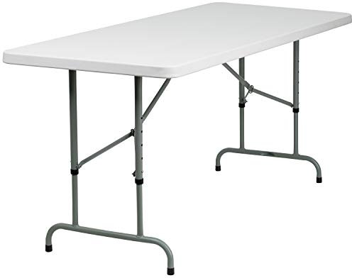 Flash Furniture 6-Foot Adjustable Plastic Folding Table, White