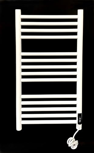 Manissa Scaldasalviette Elettrico Bagno Acciaio Inox 400x720mm Bianco - Riscaldamento Rapido Design Moderno Anticorrosione - Termoarredo Elettrico