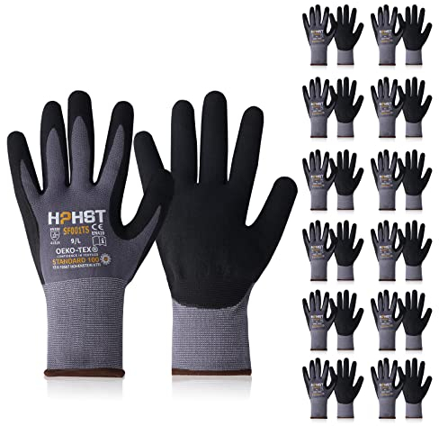 Arbeitshandschuhe - HPHST SF001TS Handschuhe 12 Paar Montagehandschuhe für Damen und Herren Gloves Ergonomisches Design Smart Touch Gartenhandschuhe Größe 8/M