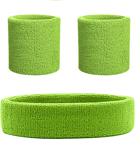 HANERDUN 3PCS Muñequeras y Diadema Sudor Conjunto Hombre Mujer Elásticas - Diadema Deportiva Humedad Sudor para Atletismo, Correr, Ciclismo, Entrenar Gimnasio, Yoga, Baloncesto, Tenis
