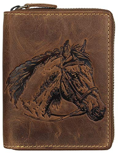 Greenburry Vintage Portemonnaie Pferdemotiv braun | Hochformat