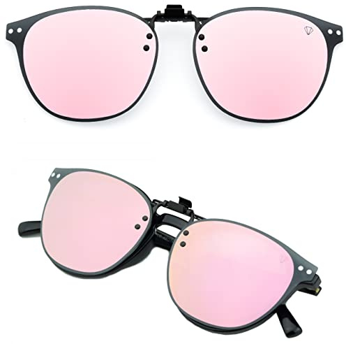 CREYESTAL Clip Lunettes de Soleil Polarisées, Relevable et Ultra léger, Surlunettes de soleil, Clip Solaire, Homme, Femme, 100% Anti-UV, Certifié CE