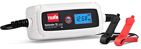 Telwin 807607 Defender 12 Elektronisches Batterielade- und Erhaltungsladegerät für 6/12-V-Batterien, LCD-Display