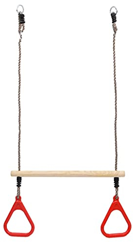 vidaXL Trapezschaukel mit Ringen Holztrapez Schaukeltrapez Reckstange Holz Schaukel Trapez mit Turnringe Spielturm Holzschaukel Kinder