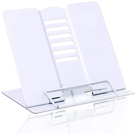 Powmag Atril para Libros, Atril para Libros Estudio, Soporte de Libro de Metal, Soporte para Libros de con 6 ángulos Ajustables para Escuela, Oficina, Documentos, Libro de Recetas