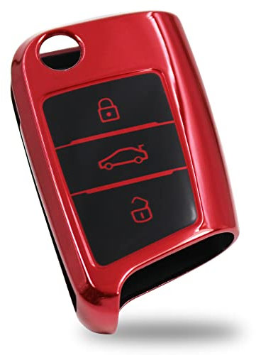 Cover per chiave auto a 3 pulsanti in TPU cromato lucido per chiave auto VD (cromo rosso)