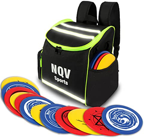 NQV Disc Golf Set with Bag - 12 PCS Flying Disc Golf Discs for Beginner (Green)