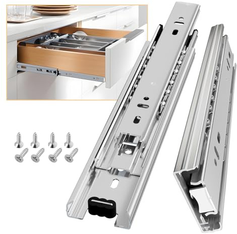 AOLISHENG Guide Per Cassetti Estrazione Totale 250 mm Montaggio Laterale Binari Cassetti Scorrevoli Portata Massima 45 kg Guida Binario Cassetto Per Cucina e Ufficio Argento 1 Paio(2 Pezzi)