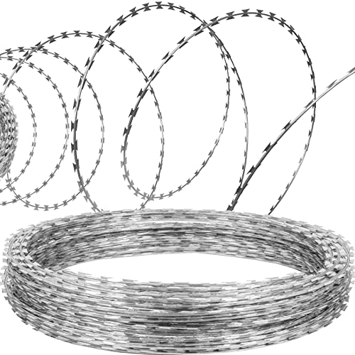 VEVOR Natodraht 30 m (2 Rollen x 15 m) Stacheldraht Spirale Sperrdraht Stacheldrahtzaun (0,51 mm) scharfe Klingen und (ca. 4 mm) dicke Kerndrähte Maschendraht für außergewöhnlichen Spiralschutz