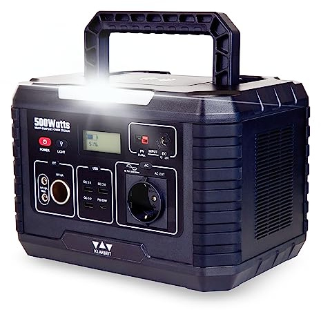 Portable Power Station - KLARBEIT MP500 |solar powerstation 500wh | Stromgenerator Solar | Powerstation Camping Akku | Mobile Powerstation
