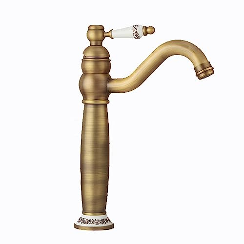 BiaoTeng Armatur Waschbecken Retro Vintage Messing Waschtischarmatur FüR Bad Einhebelmischer Waschbecken Retro heiß und kalt für Badezimmer