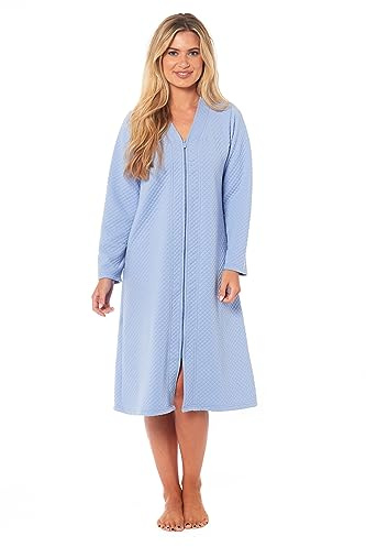 Daisy Dreamer LN287 Robe de chambre matelassée avec fermeture éclair en polaire pour femme, bleu clair, M