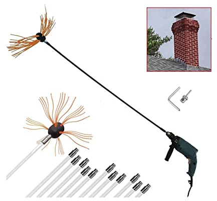 Kit Spazzacamino Per Stufa A Pellet 10 M Kit Di Spazzola Per Pulizia Canne Fumarie Girevole 360° Con 10 Aste Flessibili In Nylon, Kit Spazzacamino Per Canne Fumarie Uso Domestico Aste 10 Pezzi Spazzol