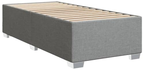 vidaXL Bettgestell, Bett mit Bettfüße Lattenrost, Polsterbett für Schlafzimmer, Einzelbett Bettrahmen, Modern, Hellgrau 90x190cm Stoff