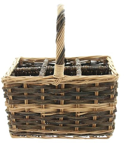 FRANK FLECHTWAREN Panier à bouteilles naturel pour 6 bouteilles, en osier naturel, dimensions : 34 x 24 x 20 cm, hauteur : 38 cm