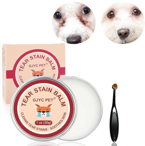 UieaMsio Tränenfleckenentferner,Natürliche Augenpflege für Hunde,Augenpflege für Katzen,Entfernung von Tränenflecken bei Haustieren,Natürliche Balsam für Hunde & Katzen mit Profi-Bürste 30g