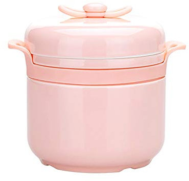 Olla esmaltada, Sopa de cebolla francesa Barabalización de sopa de vapor segura Tazón de cerámica en casa Cerámica de cerámica con tapa pequeña taza al vapor for cocina(Pink,600ML)