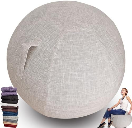 WTZHHK 9 colori Palla per Lo Pilates/Sedia da Ufficio Copri 55/65/75cm Resistente alla Sporcizia Pilates Yoga Stabilità e Fitness Antipolvere Protect Wrap Accessori(Nessuna Palla)(Off-white,65CM)