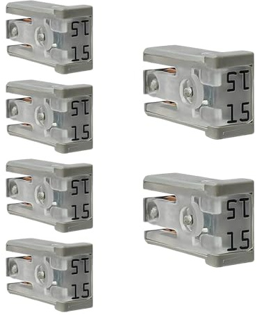 Sbulhia 6 PCS Mini Slotted Automotive Box Shaped Cartridge Fuse Kit, 15A 32V Low-Profile Slotted Micro Fuses Replacement, Cartridge Fuses Assortment Kit for Cars Trucks SUVs Pickups