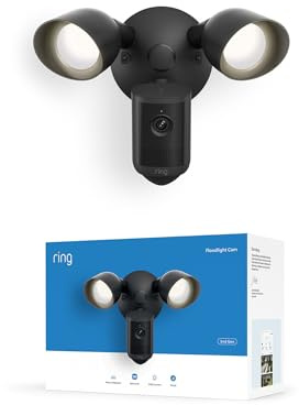 Ring Floodlight Cam, Wired (newest gen), Wide-Angle Retinal 2K Video, 6x Enhanced Zoom, Ultra-Bright Floodlights, 30-day free trial of Ring Subscription Plan, Black