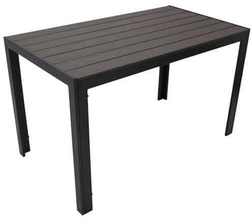 DEGAMO Gartentisch Sorano 70x125cm rechteckig, Gestell Aluminium anthrazit, Tischplatte Kunstholz in Holzoptik dunkelgrau, wetterfest