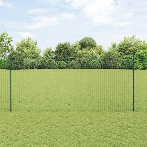 zylophax Pali per recinzione in acciaio verniciato a polvere, verde, 180 cm, 44 pezzi, per giardino, terrazza, esterno, supporto stabile per delimitazione e montaggio di listelli di recinzione
