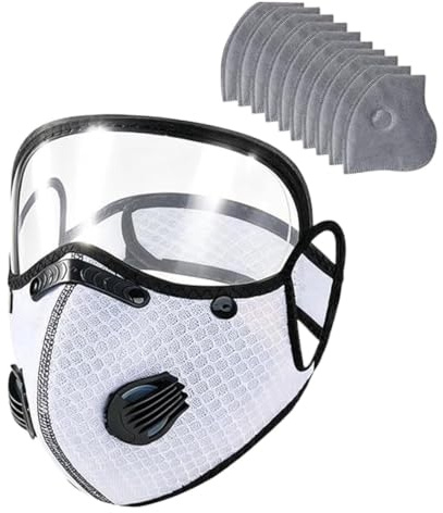 Aktivt kol andningsskydd | återanvändbar dammmask | skyddsglasögon Se | Justerbart anti-UV ögonskydd | träbearbetning andningsskydd set med 10 reservfilter för slipning, gör-det-själv