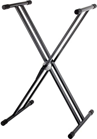 Classic Cantabile Pro II Keyboardständer (Doppelstrebiges Keyboardstativ aus Stahl, mit SimpleLock Schnellverschluss, zusammenklappbar) schwarz
