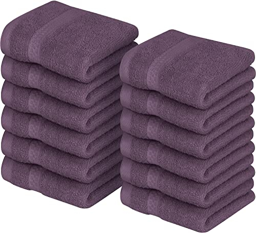 Utopia Towels - 12er Pack Seiftücher mit Aufhängeschlaufen 30x30 cm, aus 100% Baumwolle weiche und saugfähige Waschlappen für die Gesichtsreinigung (Pflaume)