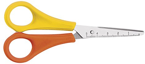 Westcott Ciseaux pour enfants jaunes gauchers | Ciseaux avec échelle intégrée de 5 cm | Ciseaux scolaires et ciseaux de bricolage 13 cm (5) idéaux pour les mains des enfants | E-21596 00