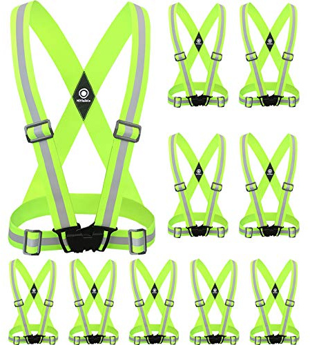 HiVisible | 10 Reflective Safety Straps Hi Vis Strap Vest Safety Suspenders Reflective Running Working Reflective Vest Straps