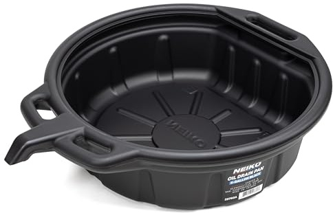 NEIKO 20760A 4 Gallon (16L) Anti-Splash Drain Container with Pour Spout, Black Plastic Drip Catcher for Fluid Changes