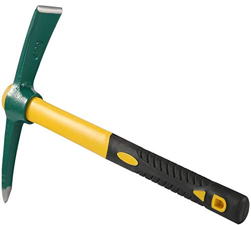 KEILEOHO 15 Inches Pick Mattock Hoe, Forged Weeding Garden Pick Axe with Rubber Handle, Weeding Mattock Hoe for Gardening, Loosening Soil, Camping, Planting Vegetables and Fruits