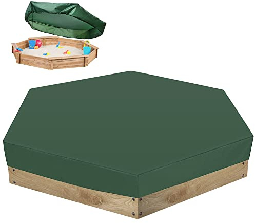 ENOCHROZEY Waterproof Sandbox Cover Hexagon Oxford Cloth Green Anti UV Sandbox Protection Cover Pool Cover for Sandpit Toys Swimming Pool and Furniture (90.6 x 78.7inch)