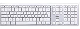 WE Tastiera senza fili Bluetooth MacOS Doppia connessione Bluetooth Batteria ricaricabile integrata Aspetto Alu, Bianco argento