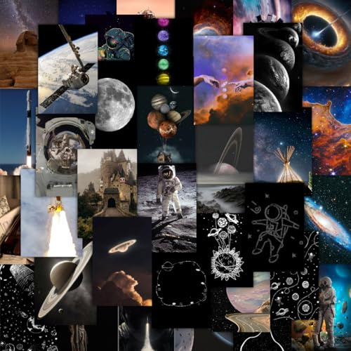 CodersParadise 54 PCS Astronomy Wall Collage Poster Kit, Outer Space Moonlight Aesthetic Room Decor 4x6 Photo Collection for Bedroom, Teen Boy Girl Dorm Room Decor