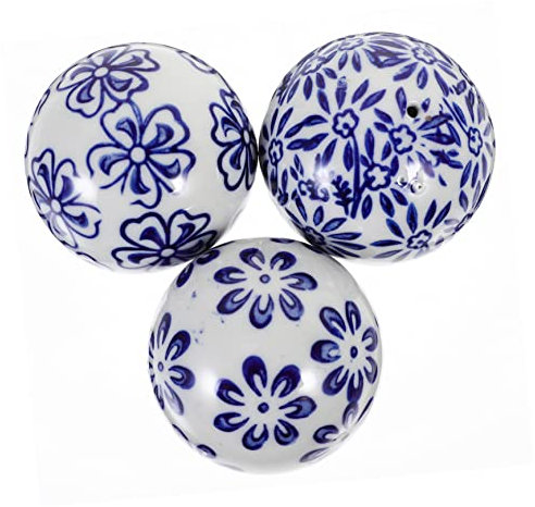 Veemoon 3 Pz Sfera Decorativa in Ceramica Riempitivi Decorativi per Ciotole Sfere in Ceramica Ornamenti Vaso Porcellana Palline Decorative per Ciotole Piscina All'aperto Sfera Sferica