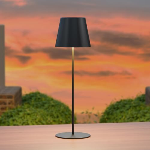 Tischlampe Kabellos Dimmbare LED Akku Tischleuchte Warme Lichtfarbe 2700K-4000K led tischlampe akku IP54 wasserdicht Outdoor Tischlampe für Restaurants,Garten, Balkon