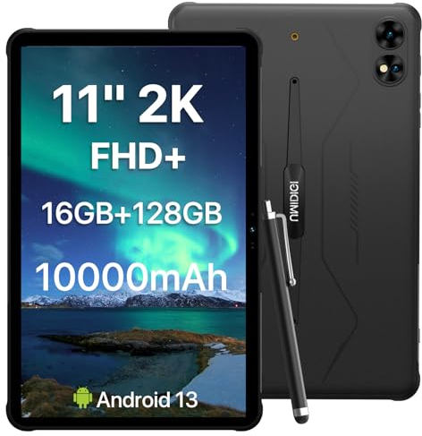 UMIDIGI 2025 Rugged Tablets 11 inch Lighter than other,2K Display 16GB+128GB(TF 2TB) Heavy Duty Work Tablet 10000mAh 20W Fast Charge,Active T1 Waterproof Tablet Android/ 16MP*2/8Core/Sim*2/BT/GPS/OTG