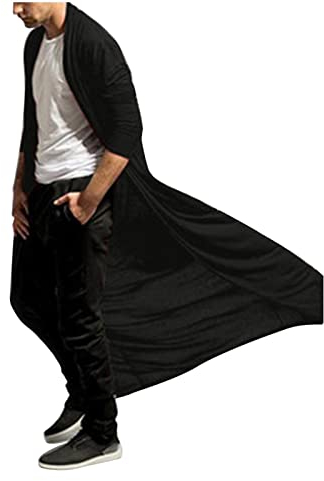 Beokeuioe Herren Strickjacke Cardigan Übergangsjacke Asymmetric lange Herren Muskel Transparent Strickjacke Netz Hemden Langarm Top Dünne sommer jacke Robe Umhang