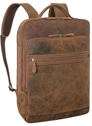 STILORD 'Banks' Echt-Leder-Rucksack Laptop 15,6 Zoll Moderner Business-Rucksack Damen und Herren Großer Daypack Laptoprucksack für Arbeit Uni Reisen aus Echtleder, Farbe:calais - braun