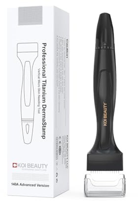 KOI BEAUTY Derma Stamp - 140 Real Needles, Professional Microneedling for Home, Titanium Dermastamp for Scalp Hair Beard Face & Body, Derma Roller & Derma-Pen Alternative for Men Women