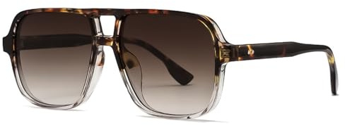 LOJUDI Lunettes de soleil rétro pour homme et femme - Lunettes de pilote des années 70, style aviateur, verres grands, vintage, protection UV400
