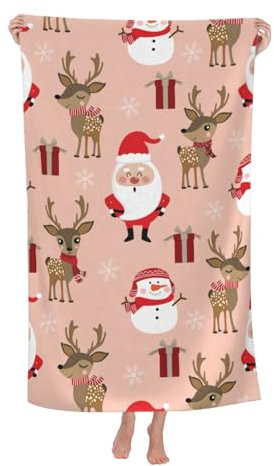 Herren Damen Badetücher Großes Strandtuch „Frohe Weihnachten“ Saunatuch Niedlich Kinder Badetuch Personalisiert Microfaser Handtücher Für Pool Yoga Picknicks