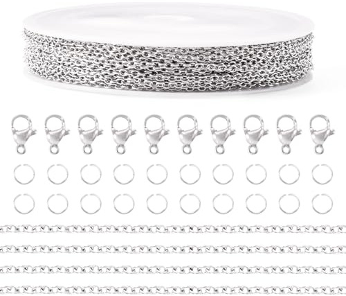 FASHEWELRY 10 M 304 rostfritt stål länkkedjor tunna vridna länkkedjor metall smyckekedja med spole förlängare kedja för gör-det-själv armband halsband tillverkning 2 x 1,5 x 0,4 mm