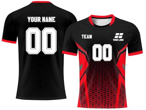 Maillot Personnalisé pour Adulte et Enfant, Personnalisé Maillot de Foot avec Nom Numéro de, Homme et Femme Ballon Football Americain Oversize Sport Tee Rugby Shirt