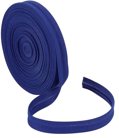 BENECREAT - Cinta de sesgo azul de 20 m, cinta de dobladillo de poliéster y algodón de 15 mm para coser ropa, bricolaje, costura, acolchado, dobladillo, encuadernación, artesanía